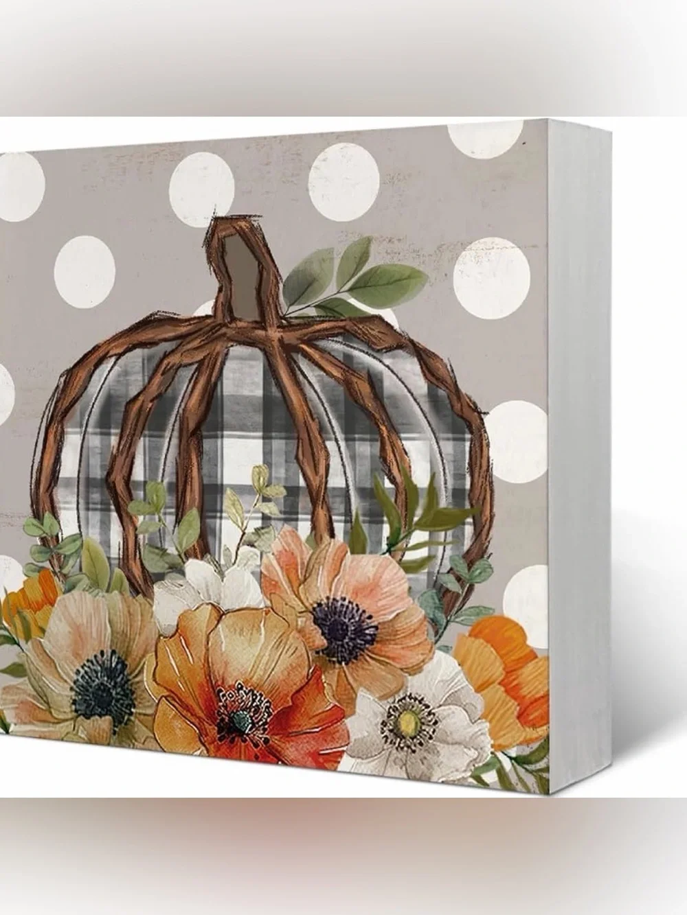 4 Pc Fall Pumpkin Floral Wood Box Sign Bundle Farmhouse Thanksgiving Decor